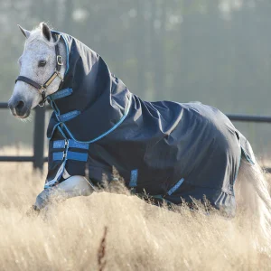 Horseware - Couverture d'extérieur Amigo Bravo poney plus avec couvre-cou marine/ turquoise 250g