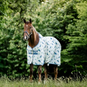 Horseware - Couverture anti-mouches Amigo Bug Rug dragonfly print/ argent/ bleu/ sauge