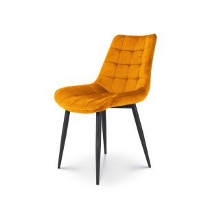 Chaise velours moutarde